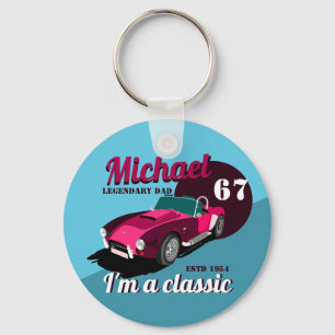 Vintage classic antique car legendary dad name key ring