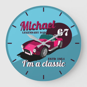 Vintage classic antique car legendary dad name large clock