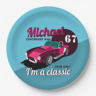 Vintage classic antique car legendary dad name  paper plate