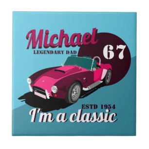 Vintage classic antique car legendary dad name tile