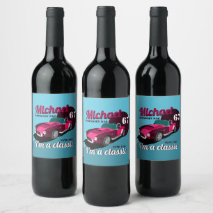 Vintage classic antique car legendary dad name wine label