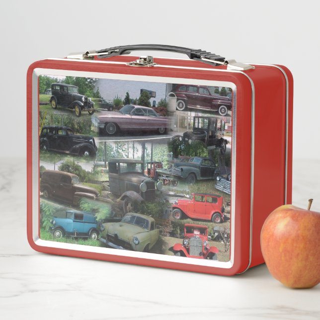 Vintage,Classic,Antique Cars Metal Lunch Box (In Situ)