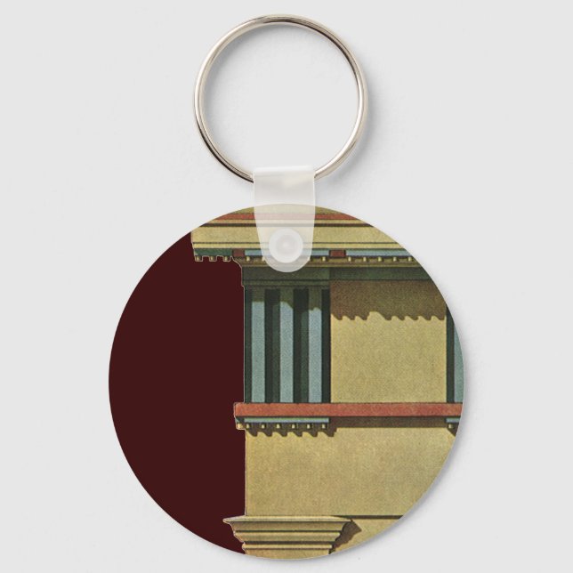 Vintage Classic Architecture, Temple Entablature Key Ring (Front)
