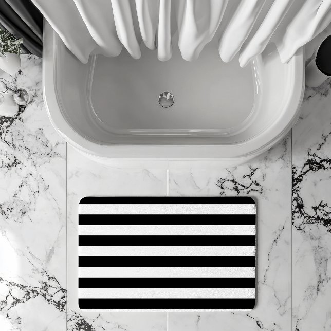 Vintage Classic black & white stripes Bath Mat (Creator Uploaded)