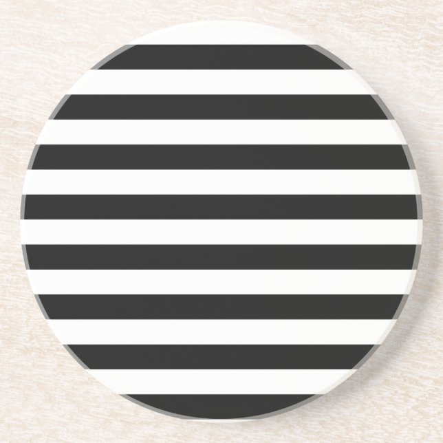 Vintage Classic black & white stripes Coaster (Front)