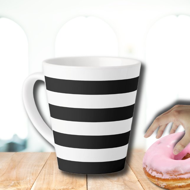 Vintage Classic black & white stripes Latte Mug (Creator Uploaded)