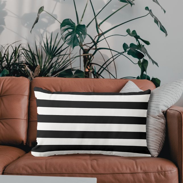 Vintage Classic black & white stripes Lumbar Cushion (Creator Uploaded)