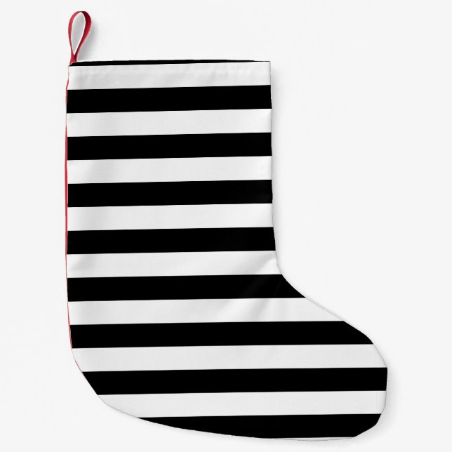 Vintage Classic black & white stripes Small Christmas Stocking (Front)