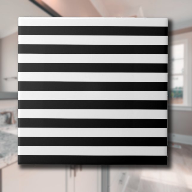 Vintage Classic black & white stripes Tile (Creator Uploaded)
