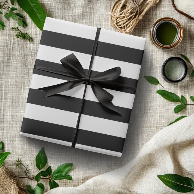 Vintage Classic black & white stripes Wrapping Paper (Creator Uploaded)