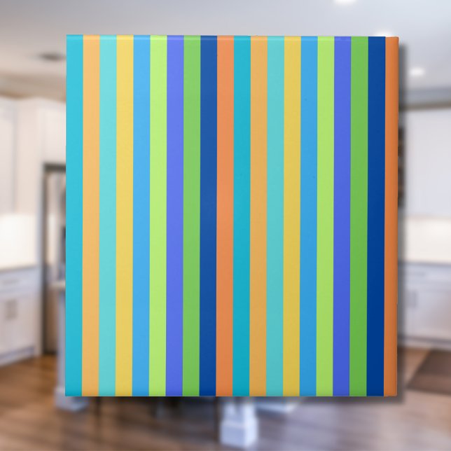Vintage Classic Blue & Orange Rainbow Stripes Tile (Creator Uploaded)