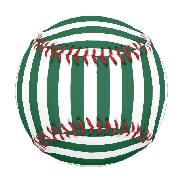 Vintage Classic Bottle Green & White Stripes Baseball (Front)