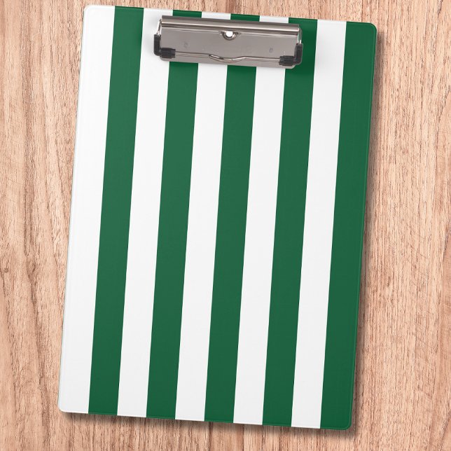 Vintage Classic Bottle Green & White Stripes Clipboard (Creator Uploaded)