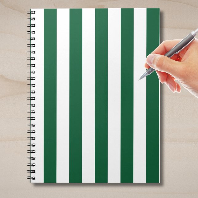 Vintage Classic Bottle Green & White Stripes Notebook (Creator Uploaded)