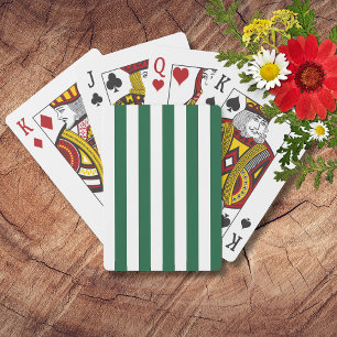 Vintage Classic Bottle Green & White Stripes Playing Cards