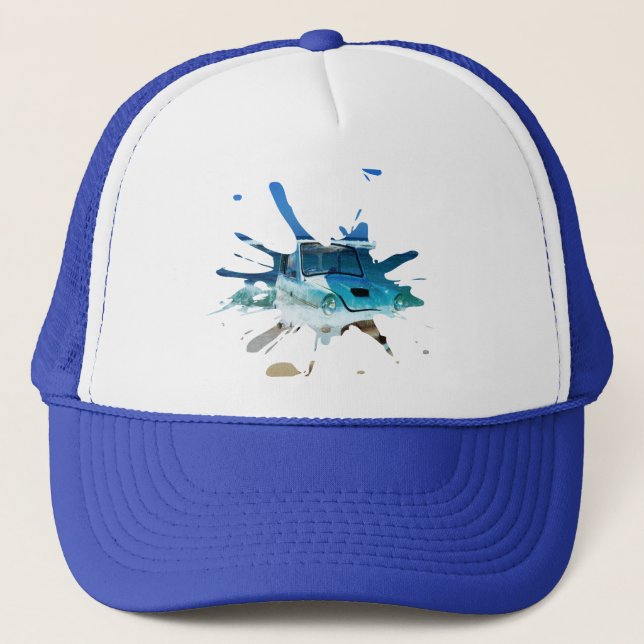 Vintage Classic Car Beachy Pop Art, Trucker Hat (Front)