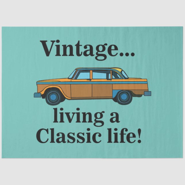 Vintage Classic Car Birthday Tissue Paper (Front)