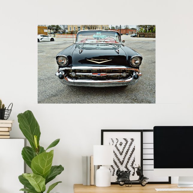Vintage Classic Car Black Bel Air Poster (Home Office)