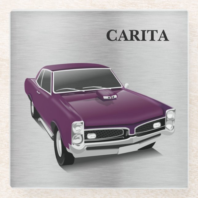 Vintage Classic Car Glass Coaster (Front)