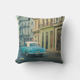 Vintage Classic Car Havana Cuba Street Photography Cushion