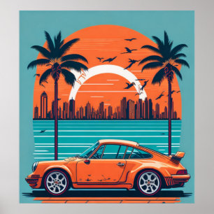 Vintage classic car poster