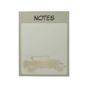 Vintage Classic Car Sage Green Lined Notepad