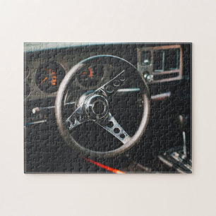 Vintage Classic Car Steering Wheel Interior Jigsaw Puzzle