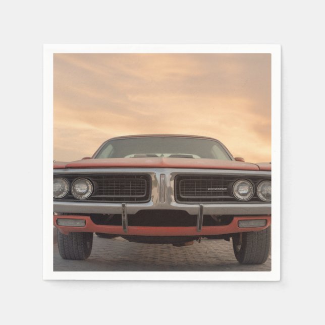 Vintage Classic Car Sunset View Napkin (Front)