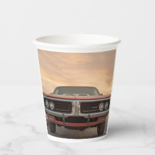 Vintage Classic Car Sunset View Paper Cups