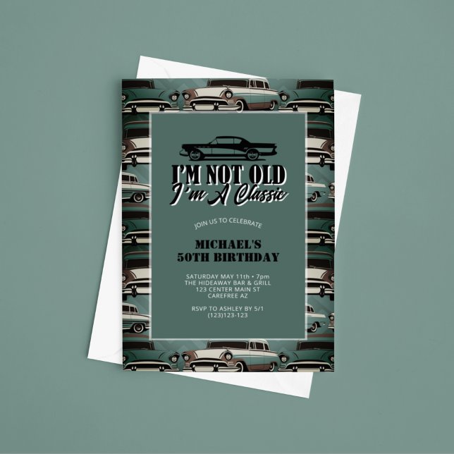 Vintage Classic Cars 50th Birthday Invitation (Creator Uploaded)