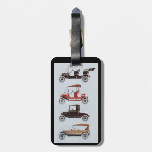 VINTAGE CLASSIC CARS Automotive black white red Luggage Tag