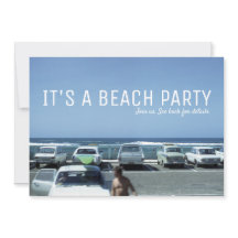 Vintage Classic Cars Blue Ocean Beach Party