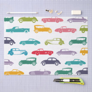 Vintage Classic Cars Pattern Tissue Paper