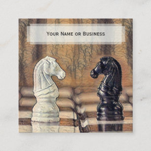 Vintage Classic Chess Knights Coach Club Square Business Card