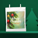 Vintage Classic Christmas Balls on Pine Branches Favour Bags<br><div class="desc">This customisable Christmas favour bag bag radiates the joyous spirit of Christmas with its vibrant colours and intricate details. The design features Christmas balls on pine branches in vintage impressionist style. The text, “Merry Christmas”, is elegantly scripted in a modern font, adding a contemporary twist to the traditional holiday greeting....</div>