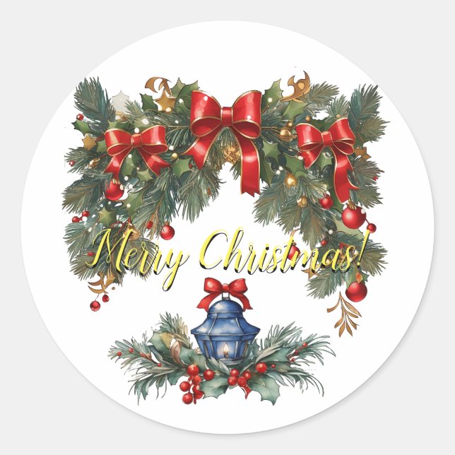 Vintage Classic Christmas I Round Sticker (Front)