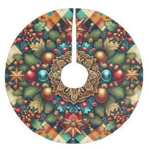 Vintage/Classic colourful Christmas Brushed Polyester Tree Skirt
