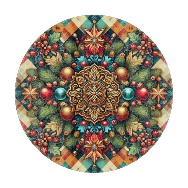 Vintage/Classic colourful Christmas Cutting Board (Front)