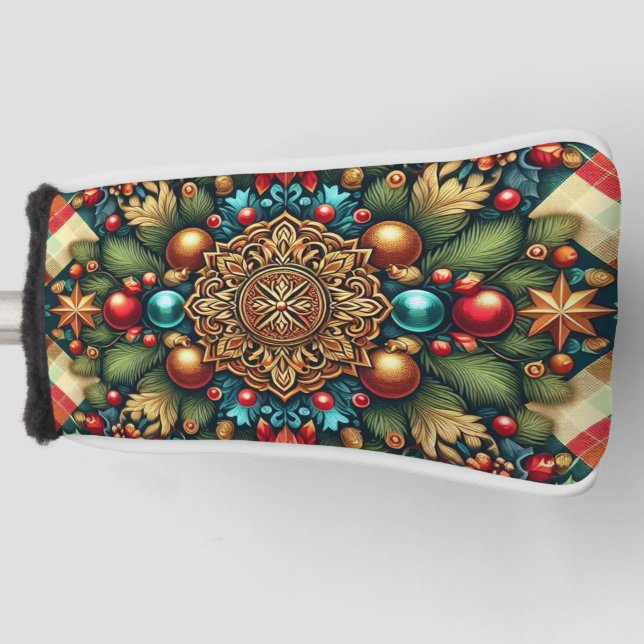 Vintage/Classic colourful Christmas Golf Head Cover (Front)