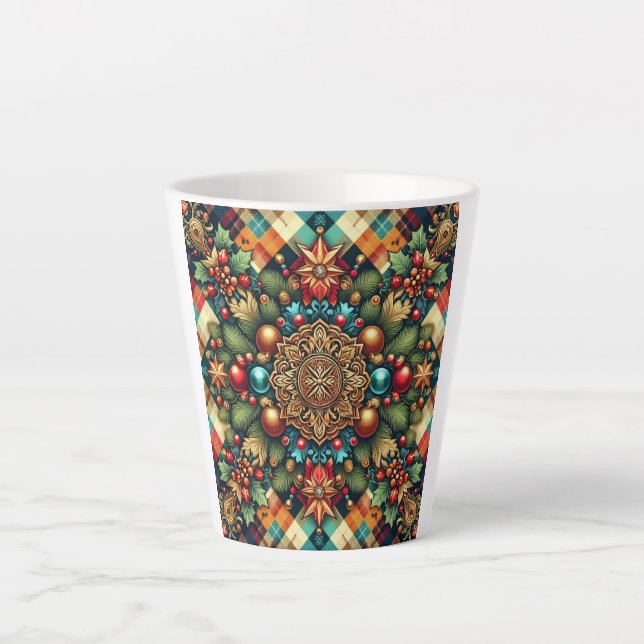 Vintage/Classic colourful Christmas Latte Mug (Front)