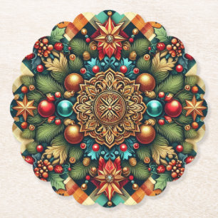 Vintage/Classic colourful Christmas Paper Coaster