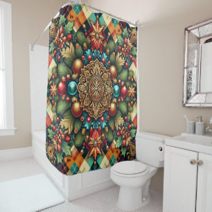 Vintage/Classic colourful Christmas Shower Curtain