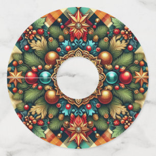 Vintage/Classic colourful Christmas Wine Glass Tag