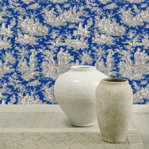 Vintage Classic Dark Blue Sophisticated Pattern Wallpaper