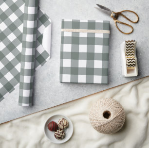 Vintage Classic Dark Green Gingham Pattern Wrapping Paper