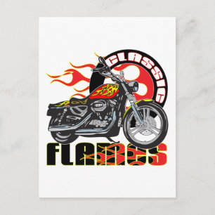 Vintage Classic Flame Paint Job Motorcycle Postcard