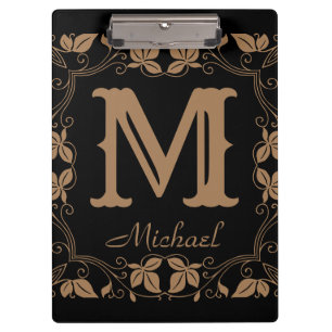 Vintage Classic Floral Personalised Monogram Name  Clipboard