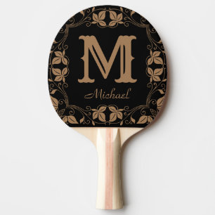 Vintage Classic Floral Personalised Monogram Name  Ping Pong Paddle