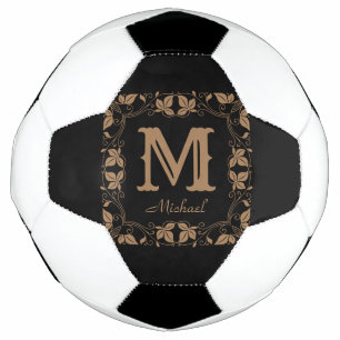 Vintage Classic Floral Personalised Monogram Name Soccer Ball