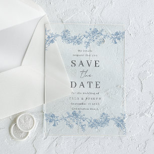 Vintage Classic Floral Wedding Save The Date Acrylic Invitations